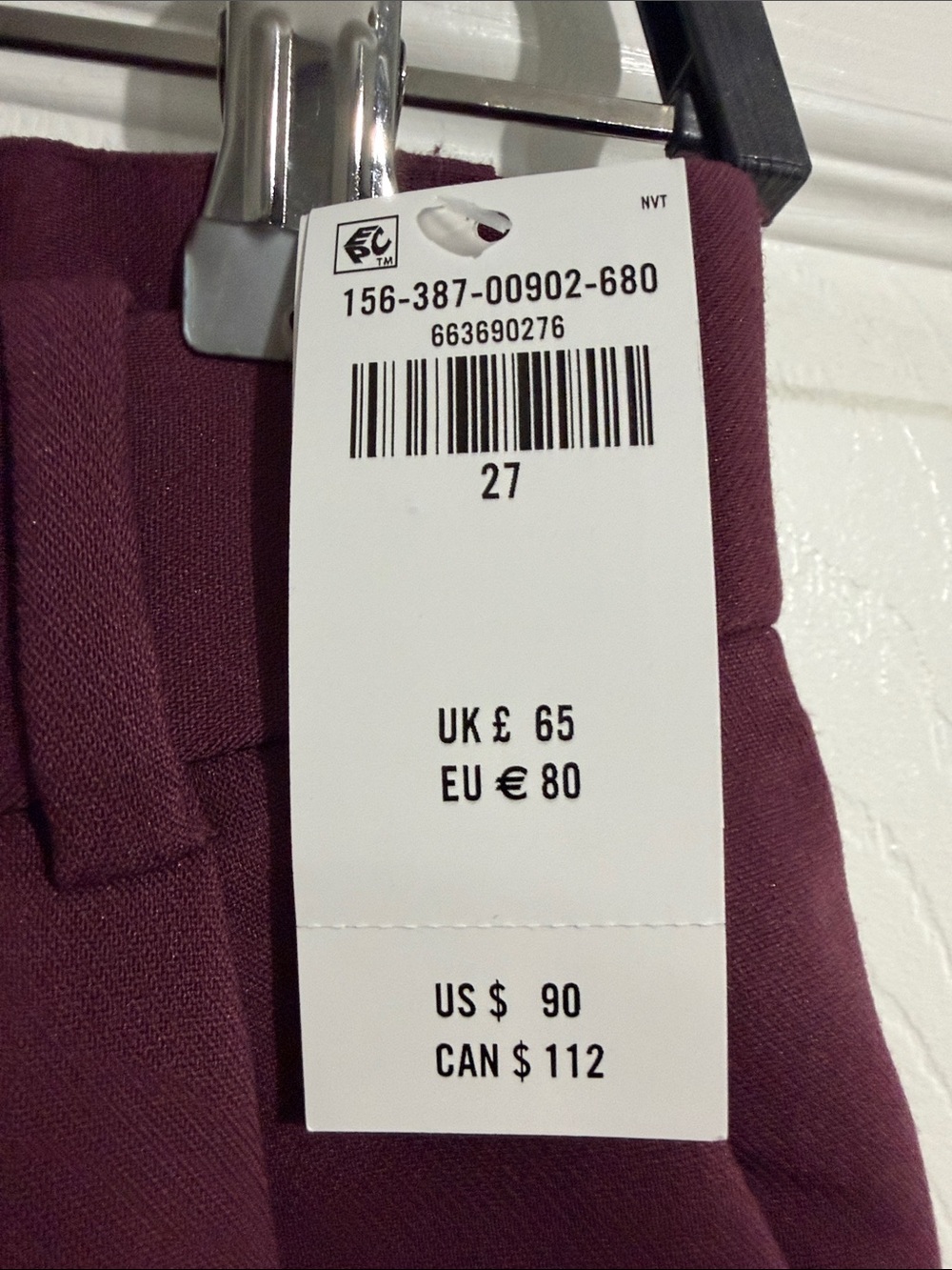 Abercrombie & Fitch- A&F Sloane Tailored Wide Leg Pants Maroon - Picture 2 of 6